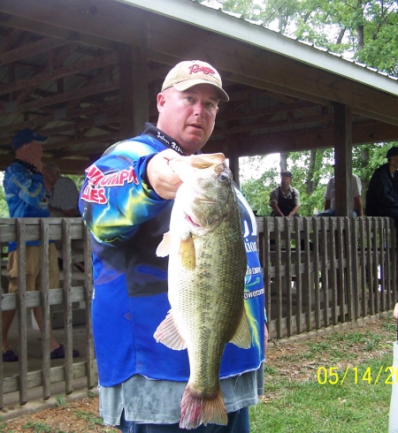 Greg Stewart Landing A Bass Hog - 7 pound -7 oz